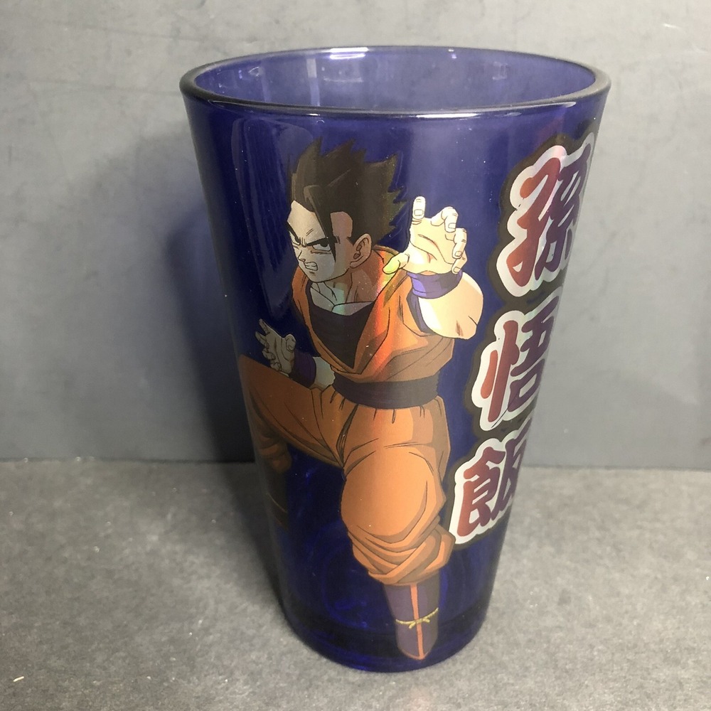 DragonBall Z Water Glass Goku Function Goku 5 3/4" Tall Blue Pint Chrome